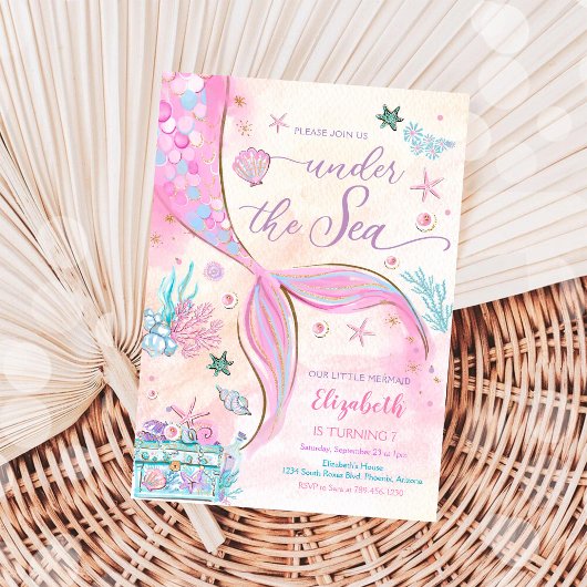 Invitation à une fête d'anniversaire de sirène
