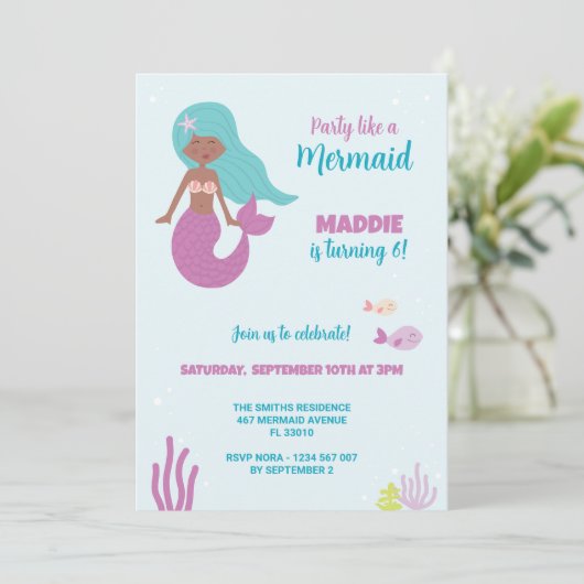 Invitation à une fête d'anniversaire de sirène noi (Debout devant)