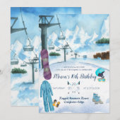 Invitation à une fête d'anniversaire de snowboard  (Devant / Derrière)