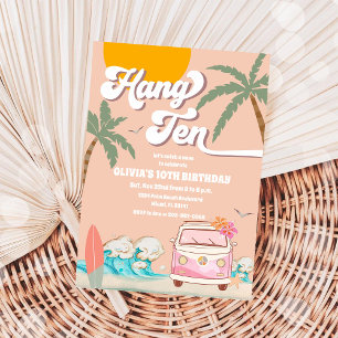 Invitation à une fête d'anniversaire de surf sur l