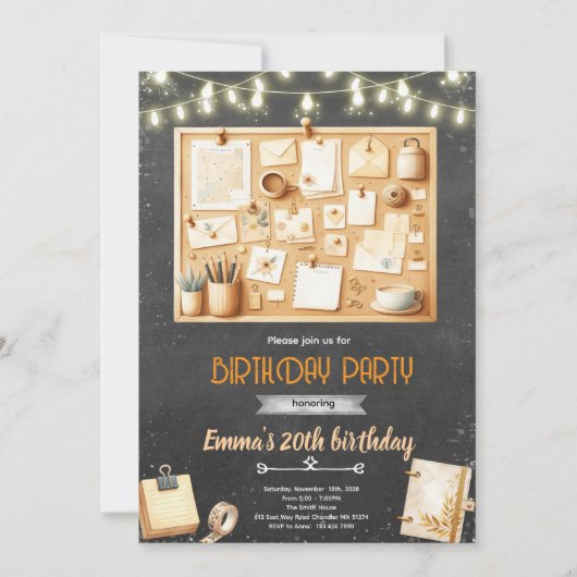Invitation à une fête d'anniversaire de tableau de (Devant)