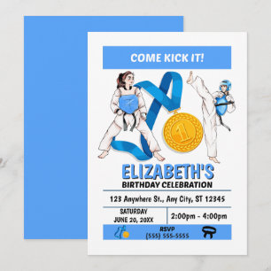 Invitation à une fête d'anniversaire de taekwondo 