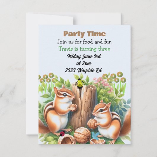 Invitation à une fête d'anniversaire de Tamias et (Devant)
