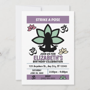 Invitation à une fête d'anniversaire de yoga