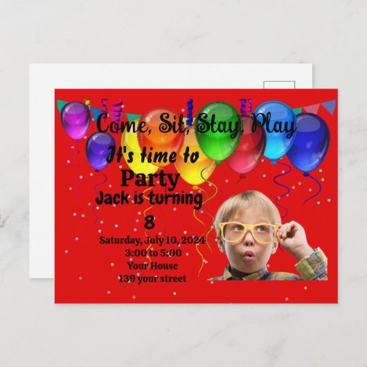 Invitation à une fête d'anniversaire d'enfant (Devant / Derrière)