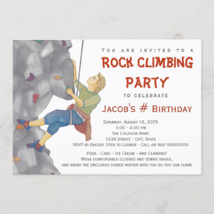 Invitation à une fête d'anniversaire d'escalade po