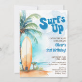 Invitation à une fête d'anniversaire d'été Surf's  (Devant)