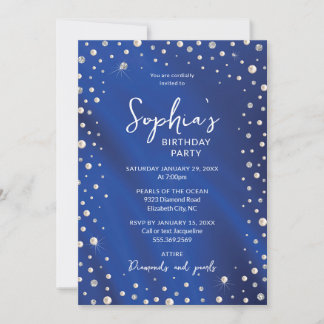 Invitation à une fête d'anniversaire Diamants et P