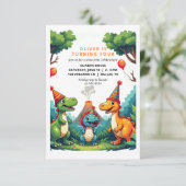 Invitation à une fête d'anniversaire dinosaure car (Debout devant)