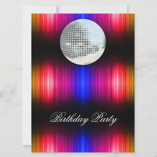 Invitation à une fête d'anniversaire Disco Rétro (Devant)
