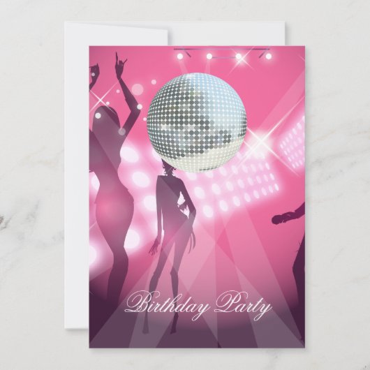 Invitation à une fête d'anniversaire Disco Rétro (Devant)