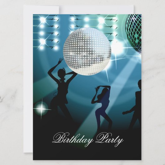 Invitation à une fête d'anniversaire Disco Rétro (Devant)