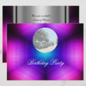 Invitation à une fête d'anniversaire Disco Rétro (Devant / Derrière)