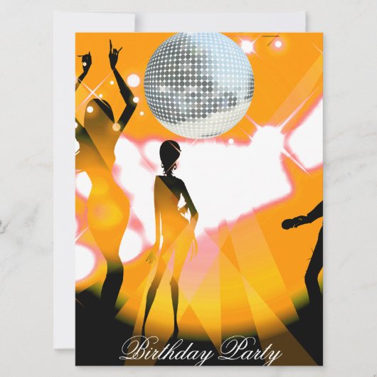 Invitation à une fête d'anniversaire Disco Rétro (Devant)