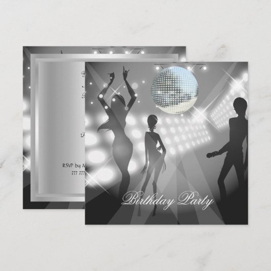 Invitation à une fête d'anniversaire Disco Rétro (Devant / Derrière)