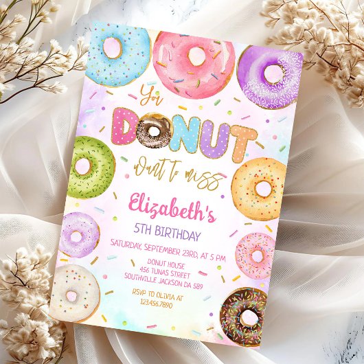 Invitation à une fête d'anniversaire Donut