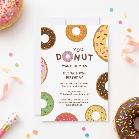 Invitation à une fête d'anniversaire Donut