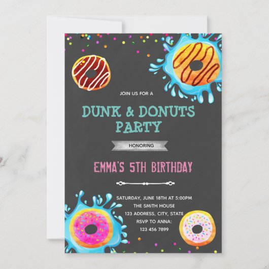 Invitation à une fête d'anniversaire Donut and dun (Devant)
