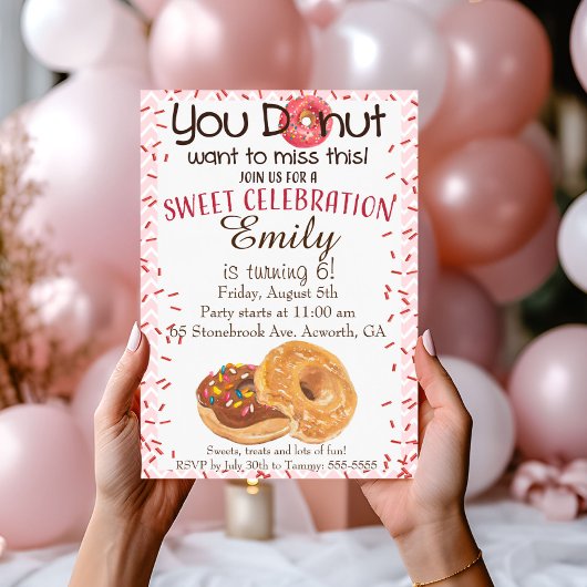 Invitation à une fête d'anniversaire Donut N'oubli