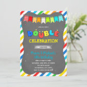 Invitation à une fête d'anniversaire double célébr (Debout devant)