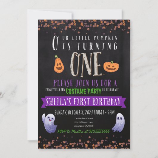 Invitation à une fête d'anniversaire en costume (Devant)