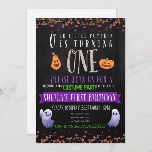 Invitation à une fête d'anniversaire en costume (Devant / Derrière)