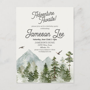 Invitation à une fête d'anniversaire en forêt bois