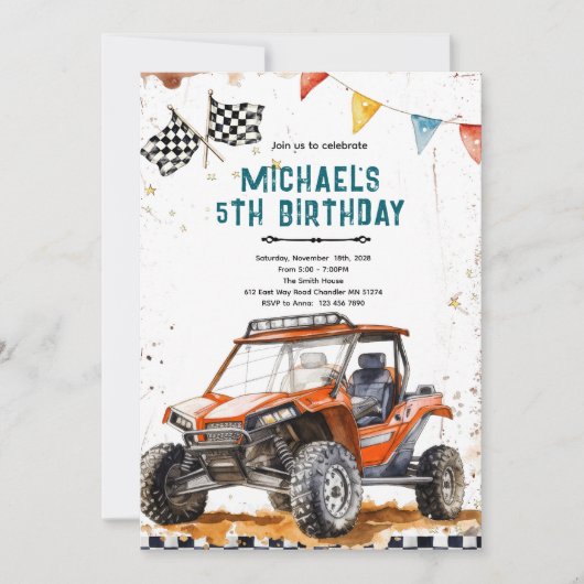 Invitation à une fête d'anniversaire en VTT (Devant)
