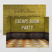 Invitation à une fête d'anniversaire Escape Room (Devant / Derrière)