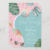 Invitation à une fête d'anniversaire fille pastel (Devant / Derrière)