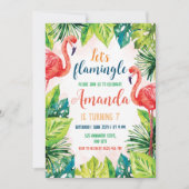 Invitation à une fête d'anniversaire Flamant Rose (Devant)