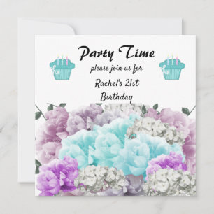 Invitation à une fête d'anniversaire florale 21 an
