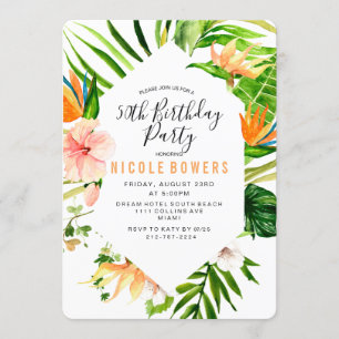 Invitation à une fête d'anniversaire florale tropi