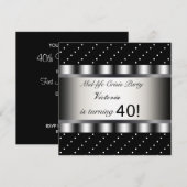 Invitation à une fête d'anniversaire Fun Black 40 (Devant / Derrière)
