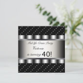 Invitation à une fête d'anniversaire Fun Black 40 (Debout devant)