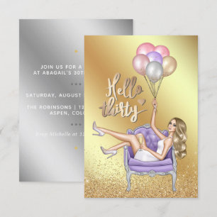 Invitation à une fête d'anniversaire girly de 30 a