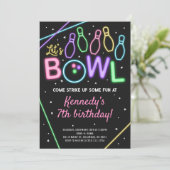 Invitation à une fête d'anniversaire Glow Bowling  (Debout devant)
