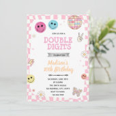 Invitation à une fête d'anniversaire Groovy Double (Debout devant)