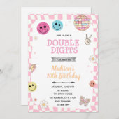 Invitation à une fête d'anniversaire Groovy Double (Devant / Derrière)