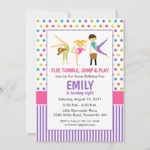 Invitation à une fête d'anniversaire gymnastique