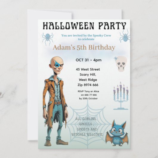 Invitation à une fête d'anniversaire Halloween (Devant)
