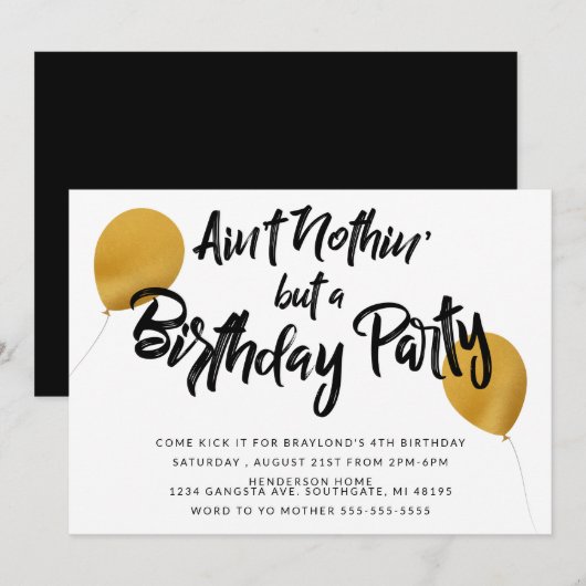Invitation à une fête d'anniversaire Hip Hop (Devant / Derrière)
