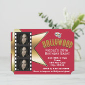 Invitation à une fête d'anniversaire Hollywood RED (Debout devant)