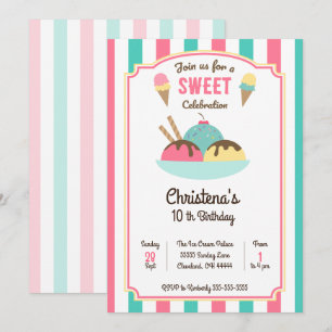 Invitation à une fête d'anniversaire Ice Cream Sun
