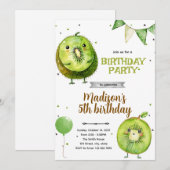 Invitation à une fête d'anniversaire Kiwi (Devant / Derrière)