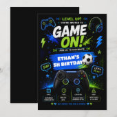 Invitation à une fête d'anniversaire Level Up Game (Devant / Derrière)