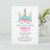 Invitation à une fête d'anniversaire licorne (Debout devant)
