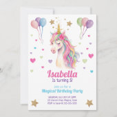 Invitation à une fête d'anniversaire Licorne (Devant)