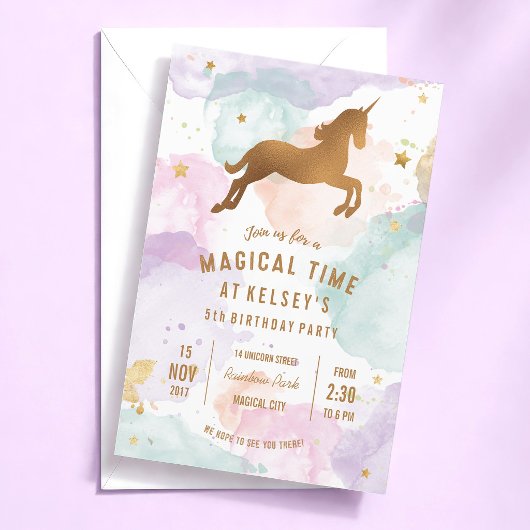 Invitation à une fête d'anniversaire Licorne