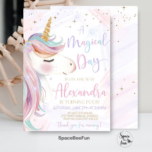 Invitation à une fête d'anniversaire Licorne